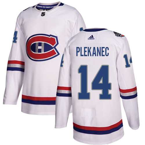 Youth Adidas Montreal Canadiens #14 Tomas Plekanec White Authentic 2017 100 Classic Stitched NHL Jersey