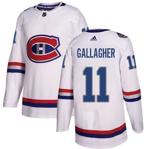 Youth Adidas Montreal Canadiens #11 Brendan Gallagher White Authentic 2017 100 Classic Stitched NHL Jersey