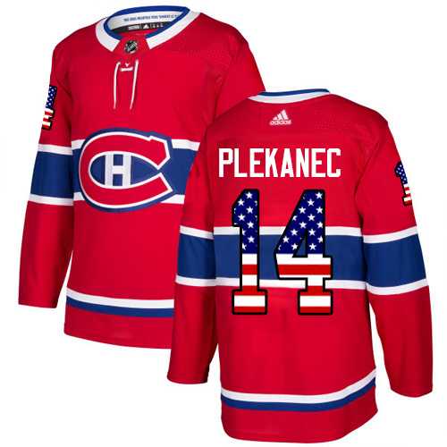 Youth Adidas Montreal Canadiens #14 Tomas Plekanec Red Home Authentic USA Flag Stitched NHL Jersey