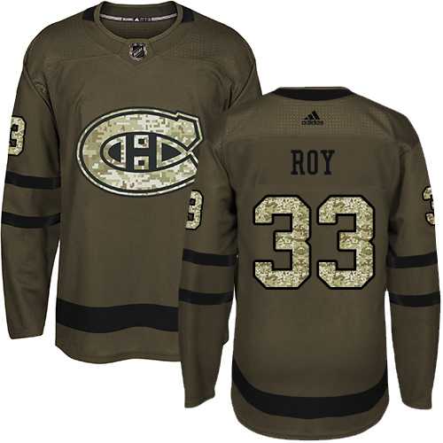 Youth Adidas Montreal Canadiens #33 Patrick Roy Green Salute to Service Stitched NHL Jersey