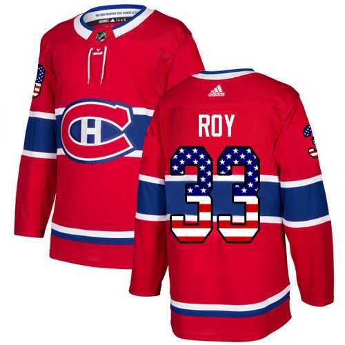 Youth Adidas Montreal Canadiens #33 Patrick Roy Red Home Authentic USA Flag Stitched NHL Jersey