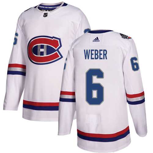 Youth Adidas Montreal Canadiens #6 Shea Weber White Authentic 2017 100 Classic Stitched NHL Jersey