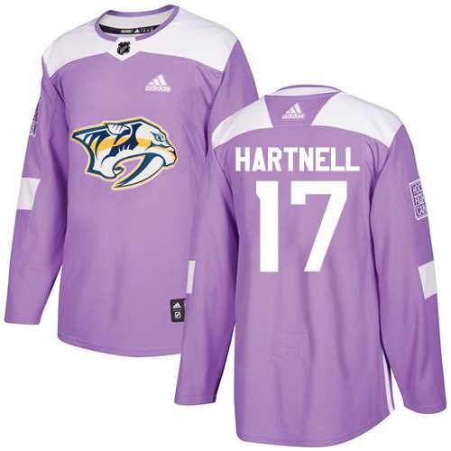 Youth Adidas Nashville Predators #17 Scott Hartnell Purple Authentic Fights Cancer Stitched NHL Jersey