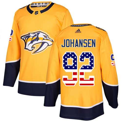 Youth Adidas Nashville Predators #92 Ryan Johansen Yellow Home Authentic USA Flag Stitched NHL Jersey
