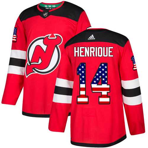 Youth Adidas New Jersey Devils #14 Adam Henrique Red Home Authentic USA Flag Stitched NHL Jersey