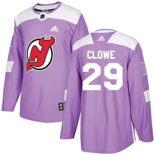Youth Adidas New Jersey Devils #29 Ryane Clowe Purple Authentic Fights Cancer Stitched NHL Jersey
