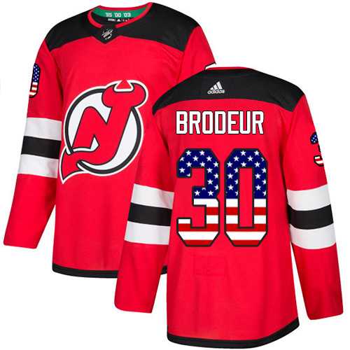 Youth Adidas New Jersey Devils #30 Martin Brodeur Red Home Authentic USA Flag Stitched NHL Jersey