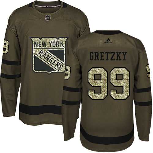 Youth Adidas New York Rangers #99 Wayne Gretzky Green Salute to Service Stitched NHL Jersey