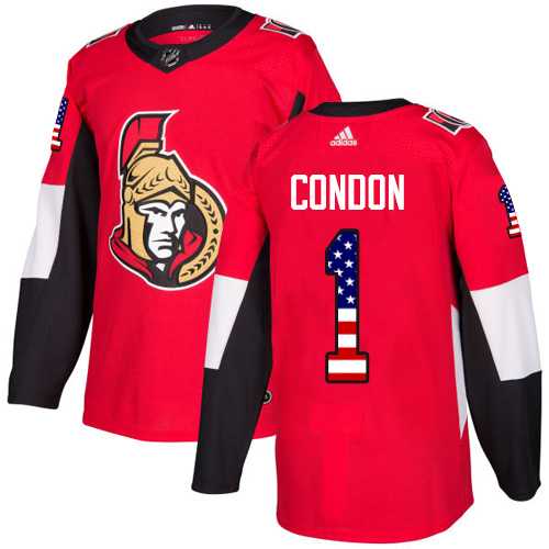 Youth Adidas Ottawa Senators #1 Mike Condon Red Home Authentic USA Flag Stitched NHL Jersey