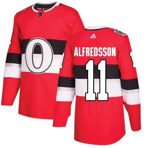 Youth Adidas Ottawa Senators #11 Daniel Alfredsson Red Authentic 2017 100 Classic Stitched NHL Jersey