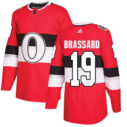 Youth Adidas Ottawa Senators #19 Derick Brassard Red Authentic 2017 100 Classic Stitched NHL Jersey