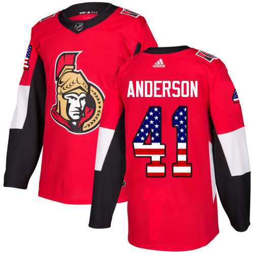 Youth Adidas Ottawa Senators #41 Craig Anderson Red Home Authentic USA Flag Stitched NHL Jersey