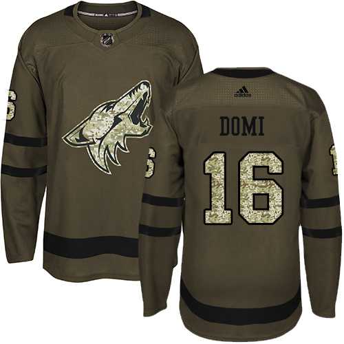 Youth Adidas Phoenix Coyotes #16 Max Domi Green Salute to Service Stitched NHL Jersey