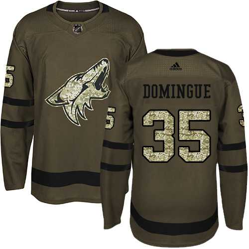 Youth Adidas Phoenix Coyotes #35 Louis Domingue Green Salute to Service Stitched NHL