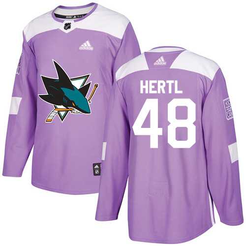 Youth Adidas San Jose Sharks #48 Tomas Hertl Purple Authentic Fights Cancer Stitched NHL Jersey