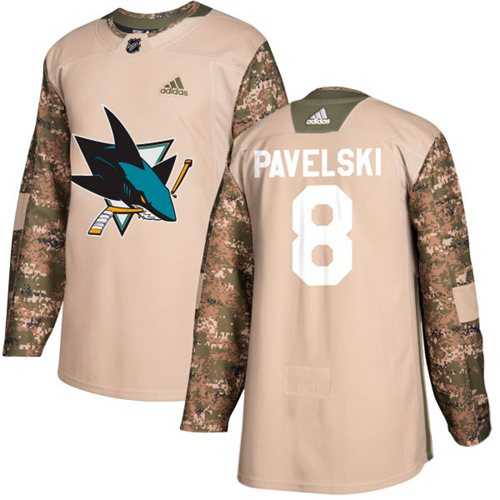 Youth Adidas San Jose Sharks #8 Joe Pavelski Camo Authentic 2017 Veterans Day Stitched NHL Jersey