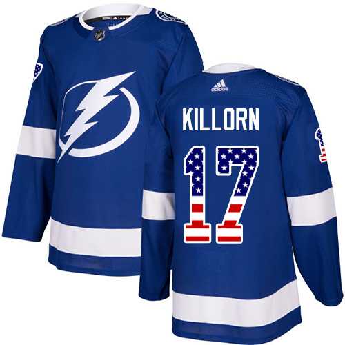 Youth Adidas Tampa Bay Lightning #17 Alex Killorn Blue Home Authentic USA Flag Stitched NHL Jersey