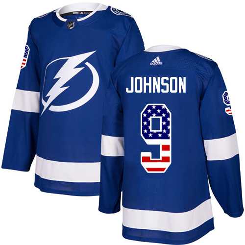 Youth Adidas Tampa Bay Lightning #9 Tyler Johnson Blue Home Authentic USA Flag Stitched NHL Jersey