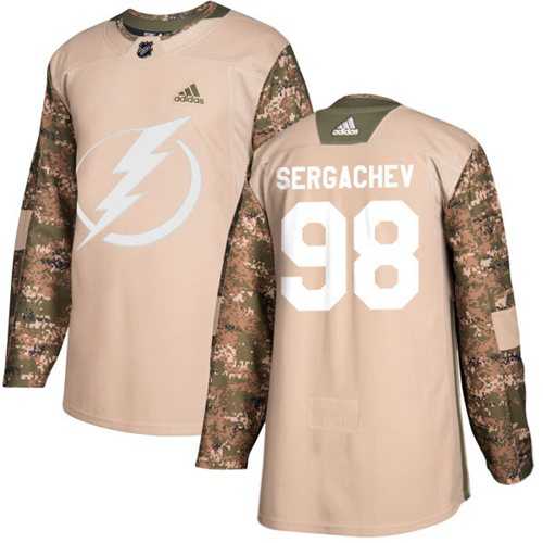Youth Adidas Tampa Bay Lightning #98 Mikhail Sergachev Camo Authentic 2017 Veterans Day Stitched NHL Jersey