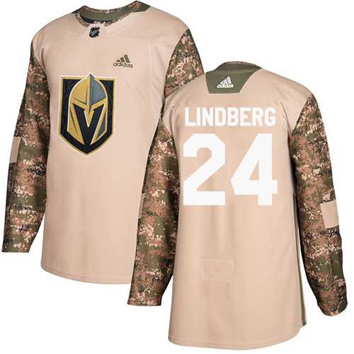 Youth Adidas Vegas Golden Knights #24 Oscar Lindberg Camo Authentic 2017 Veterans Day Stitched NHL Jersey