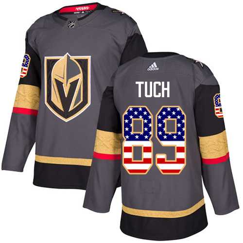 Youth Adidas Vegas Golden Knights #89 Alex Tuch Grey Home Authentic USA Flag Stitched NHL Jersey