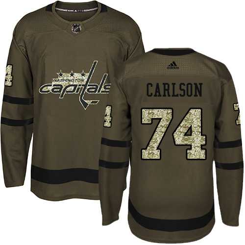 Youth Adidas Washington Capitals #74 John Carlson Green Salute to Service Stitched NHL Jersey