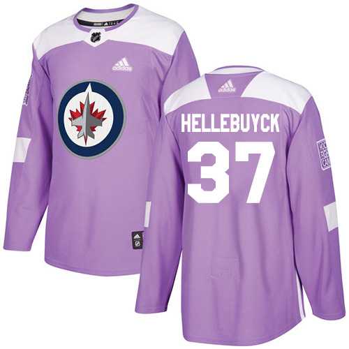 Youth Adidas Winnipeg Jets #37 Connor Hellebuyck Purple Authentic Fights Cancer Stitched NHL Jersey