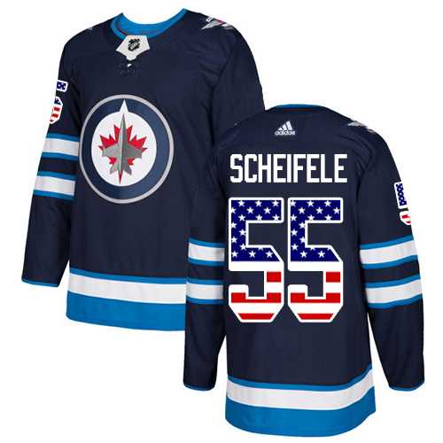 Youth Adidas Winnipeg Jets #55 Mark Scheifele Navy Blue Home Authentic USA Flag Stitched NHL Jersey