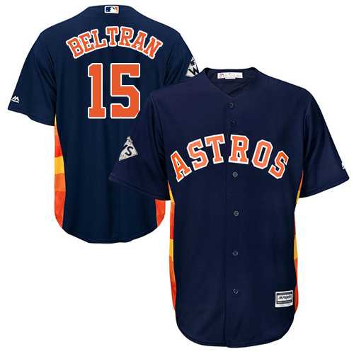 Youth Houston Astros #15 Carlos Beltran Navy Blue Cool Base 2017 World Series Bound Stitched MLB Jersey