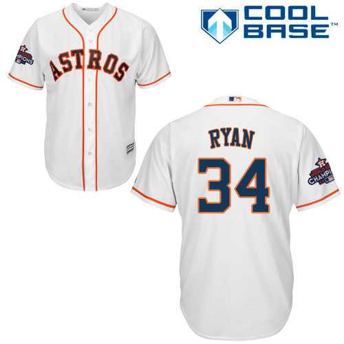 Youth Houston Astros #34 Nolan Ryan White Cool Base 2017 World Series Champions Stitched MLB Jersey