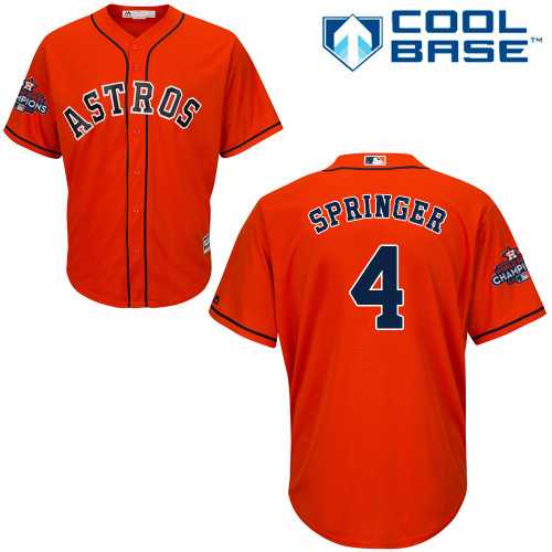 Youth Houston Astros #4 George Springer Orange Cool Base 2017 World Series Champions Stitched MLB Jersey