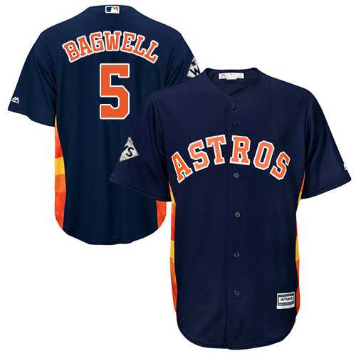 Youth Houston Astros #5 Jeff Bagwell Navy Blue Cool Base 2017 World Series Bound Stitched MLB Jersey