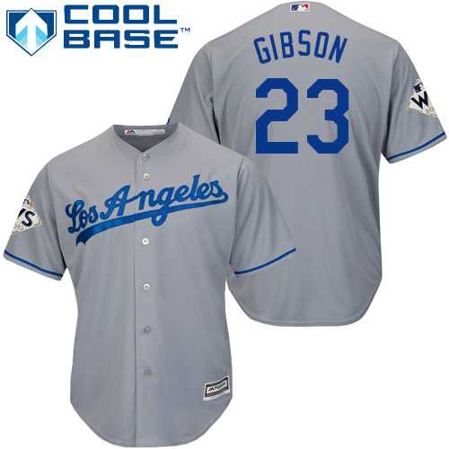 Youth Los Angeles Dodgers #23 Kirk Gibson Grey Cool Base 2017 World Series Bound Stitched Youth MLB Jersey