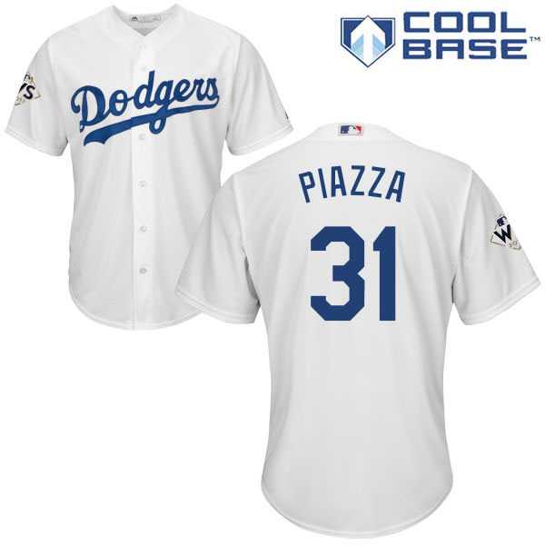 Youth Los Angeles Dodgers #31 Mike Piazza White Cool Base 2017 World Series Bound Stitched Youth MLB Jersey