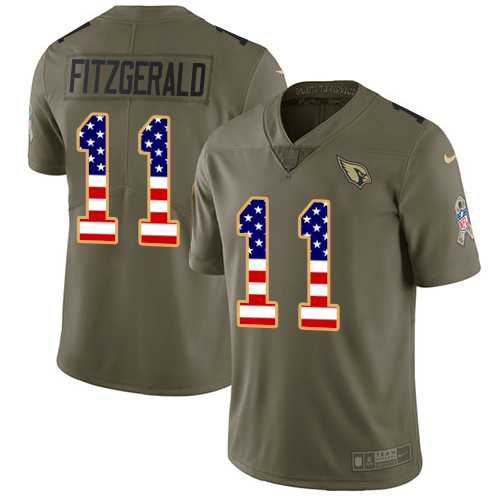Youth Nike Arizona Cardinals #11 Larry Fitzgerald Olive USA Flag Stitched NFL Limited 2017 Salute to Service Jersey