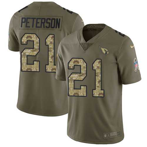 Youth Nike Arizona Cardinals #21 Patrick Peterson Olive Camo Stitched NFL Limited 2017 Salute to Service Jersey