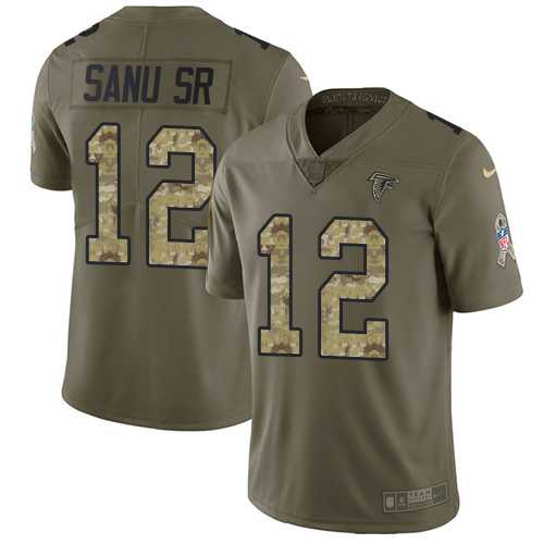 Youth Nike Atlanta Falcons #12 Mohamed Sanu Sr Olive Camo Stitched NFL Limited 2017 Salute to Service Jersey