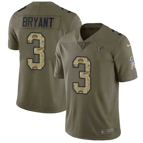Youth Nike Atlanta Falcons #3 Matt Bryant Olive Camo Stitched NFL Limited 2017 Salute to Service Jersey