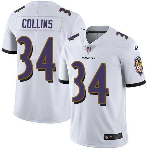 Youth Nike Baltimore Ravens #34 Alex Collins White Stitched NFL Vapor Untouchable Limited Jersey