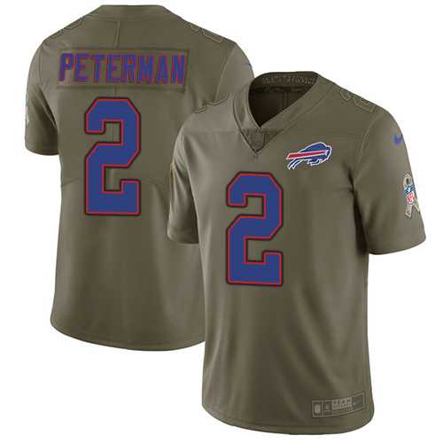 Youth Nike Buffalo Bills #2 Nathan Peterman Olive Stitched NFL Limited 2017 Salute to Service Jersey