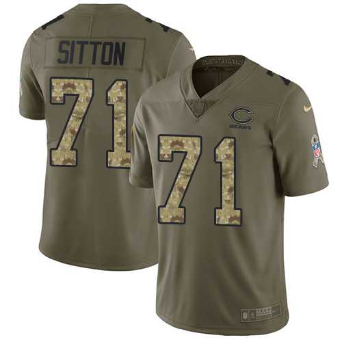 Youth Nike Chicago Bears #71 Josh Sitton Olive Camo Stitched NFL Limited 2017 Salute to Service Jersey