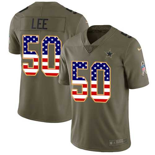 Youth Nike Dallas Cowboys #50 Sean Lee Olive USA Flag Stitched NFL Limited 2017 Salute to Service Jersey