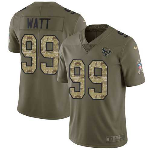 Youth Nike Houston Texans #99 J.J. Watt Olive Camo Stitched NFL Limited 2017 Salute to Service Jersey