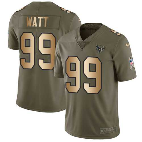 Youth Nike Houston Texans #99 J.J. Watt Olive Gold Stitched NFL Limited 2017 Salute to Service Jersey