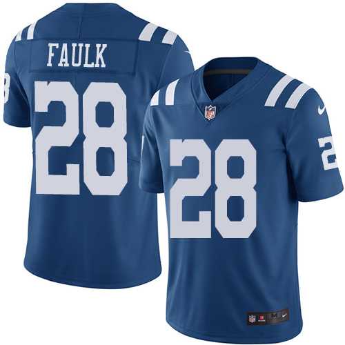 Youth Nike Indianapolis Colts #28 Marshall Faulk Royal Blue Stitched NFL Limited Rush Jersey
