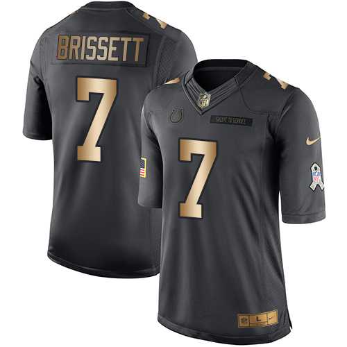 Youth Nike Indianapolis Colts #7 Jacoby Brissett Black Stitched NFL Limited Gold Salute to Service Jersey
