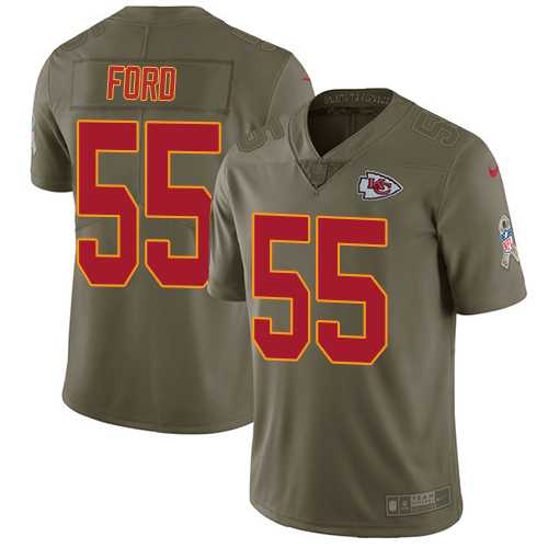 Youth Nike Kansas City Chiefs #55 Dee Ford Olive Stitched NFL Limited 2017 Salute to Service Jersey