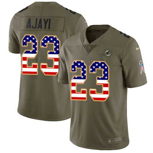 Youth Nike Miami Dolphins #23 Jay Ajayi Olive USA Flag Stitched NFL Limited 2017 Salute to Service Jersey