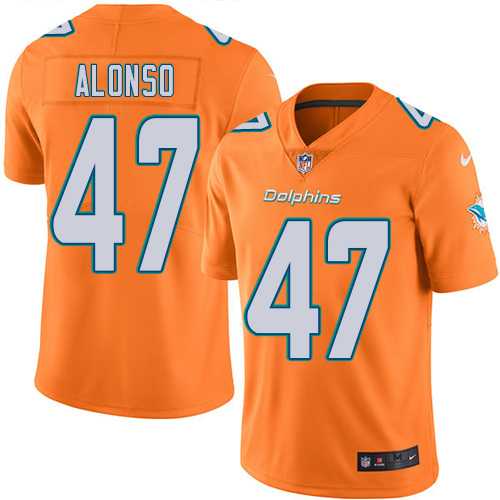Youth Nike Miami Dolphins #47 Kiko Alonso Orange Stitched NFL Limited Rush Jersey