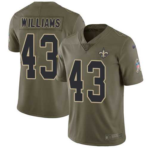 Youth Nike New Orleans Saints #43 Marcus Williams Olive Stitched NFL Limited 2017 Salute to Service Jersey